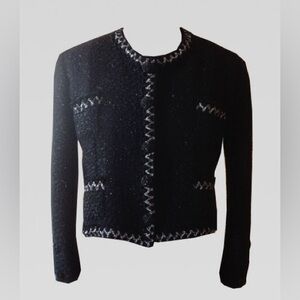 Black lurex trim tweed jacket